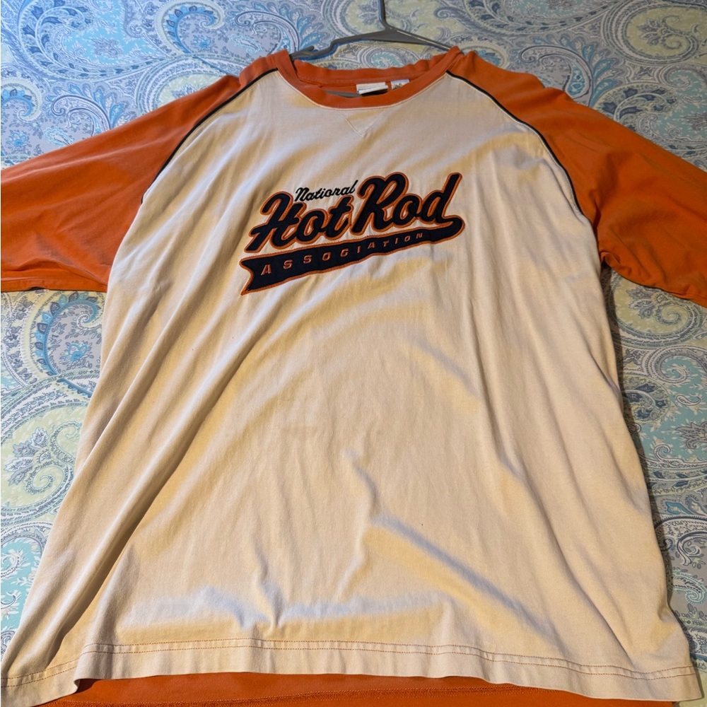 Harley-Davidson Cream and Orange Long Sleeve Shirt